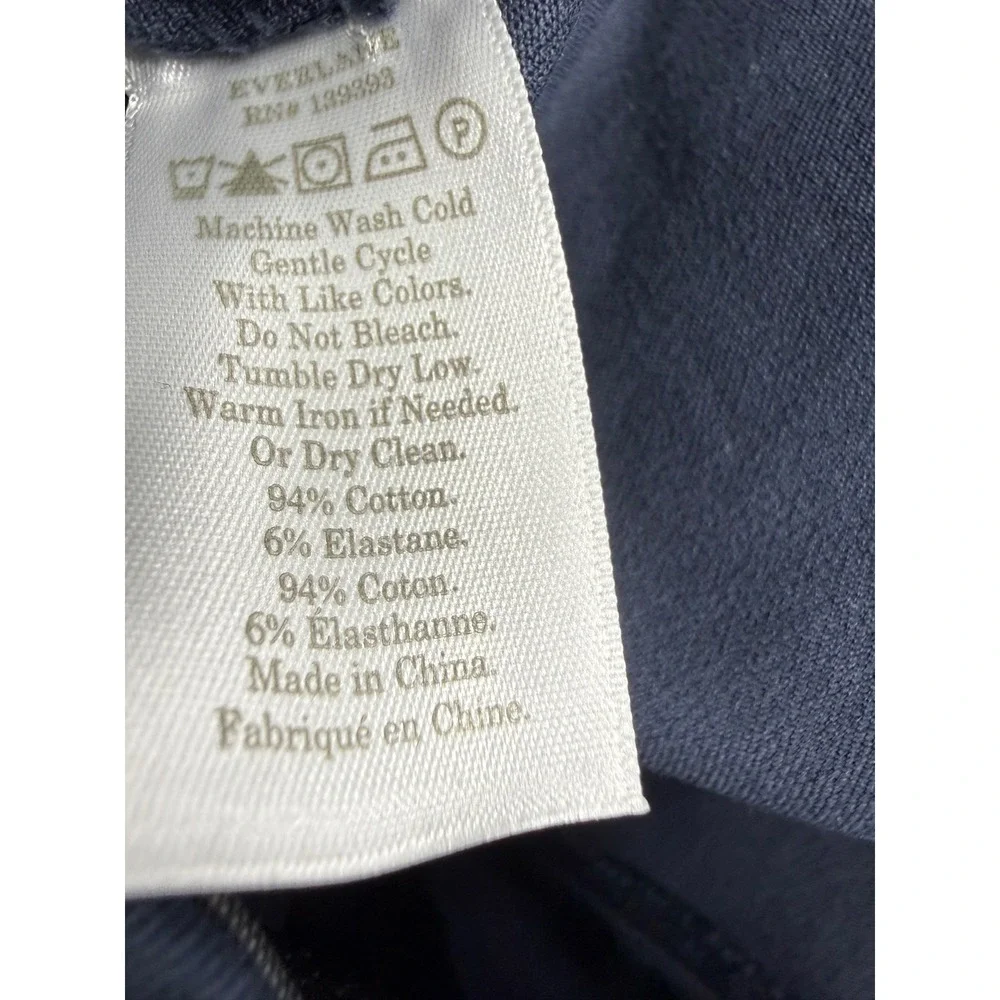 Everlane‎ The City Ankle Pants Navy Blue Side Zip Cotton Blend Women's Size 12